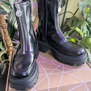 Lazy Oaf Black Glossy Combat Boots